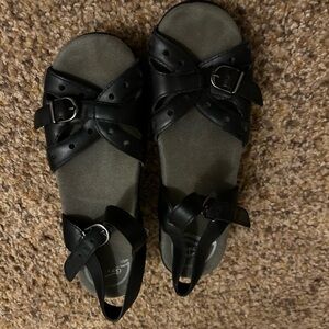 Black Leather Women's Sandals